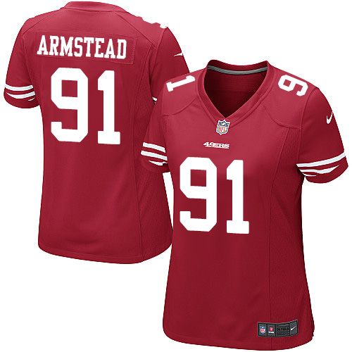 Nike 49ers #91 Arik Armstead Red Team Color Women's Stitched NFL Elite Jersey